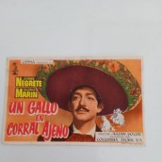 Folhetos de mão de filmes antigos de cinema: UN GALLO EN CORRAL AJENO CON PUBLICIDAD CINE SAN BERNARDO LA LÍNEA. Lote 351290064