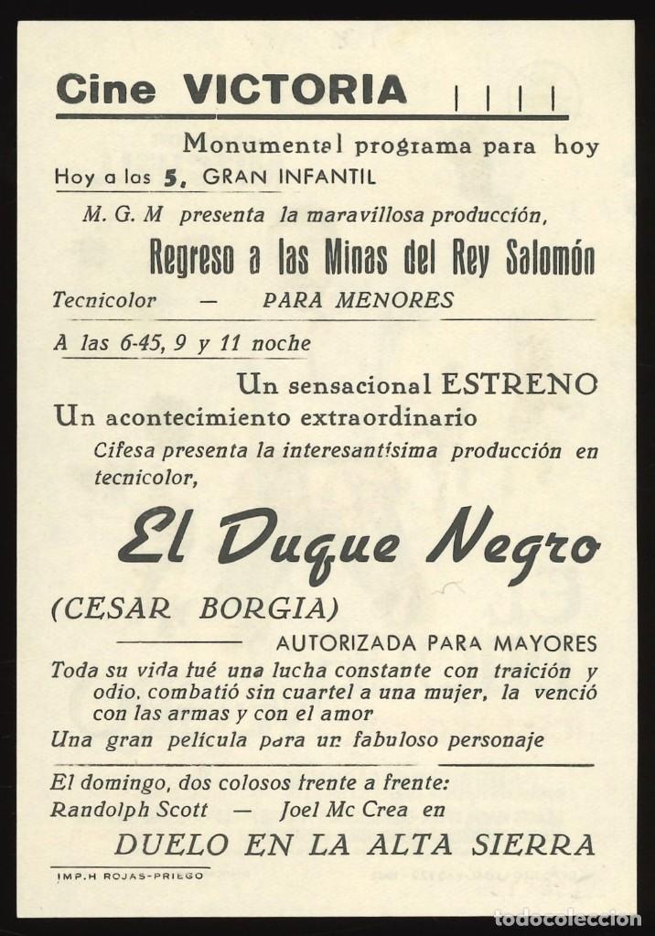 Cine: EL DUQUE NEGRO / PROGRAMA DE CINE CON PUBLICIDAD EN REVERSO (CAPA Y ESPADA) - Foto 2