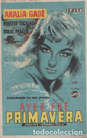 Folhetos de m&atilde;o de filmes antigos de cinema: PROGRAMA DE CINE: AYER FUE PRIMAVERA PC-5861