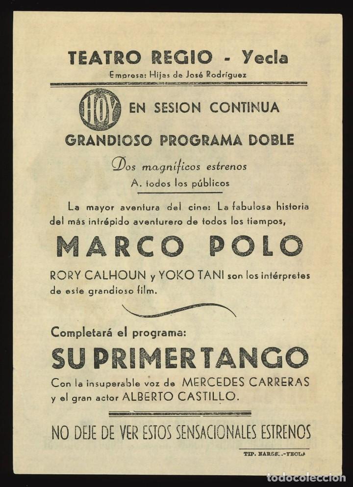 Cine: MARCO POLO / PROGRAMA DE CINE CON PUBLICIDAD EN TRASERA (AVENTURAS) - Foto 2
