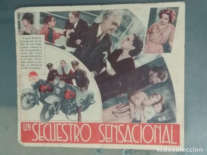 Cine: SECUESTRO SENSACIONAL. PROGRAMA DE CINE DOBLE. CON PUBLICIDAD. - Foto 2
