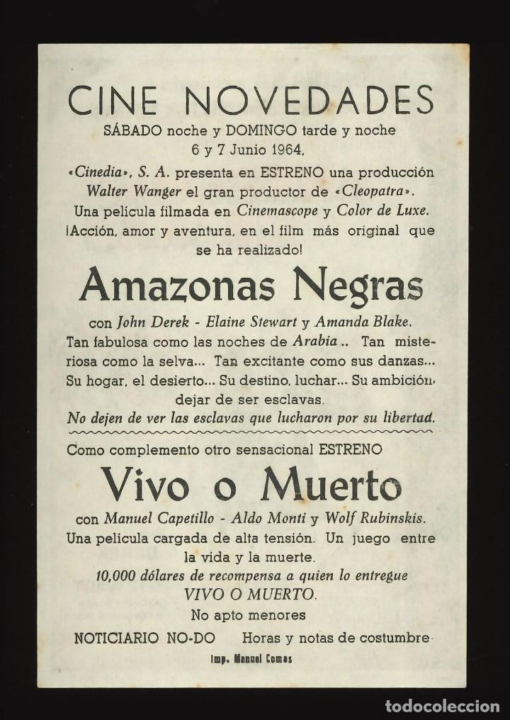 Cine: AMAZONAS NEGRAS / PROGRAMA DE CINE CON PUBLICIDAD EN TRASERA (AVENTURAS) - Foto 2