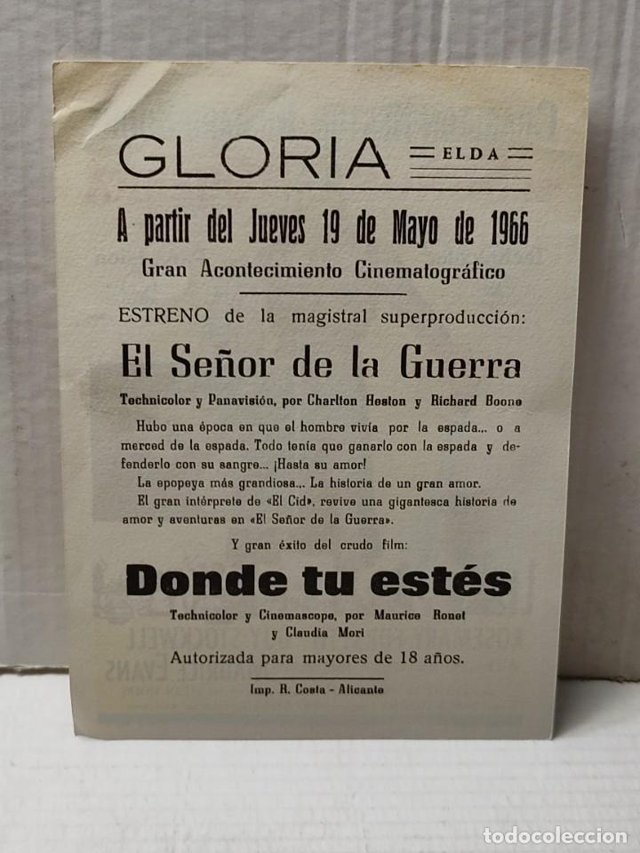Cine: Folleto/Programa de Cine - EL SE&Ntilde;OR DE LA GUERRA -Cines Gloria 1966 - Foto 2