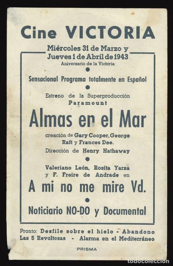 Cine: ALMAS EN EL MAR (VERTICAL) / PROGRAMA DE CINE CON PUBLICIDAD EN TRASERA (AVENTURAS) - Foto 2