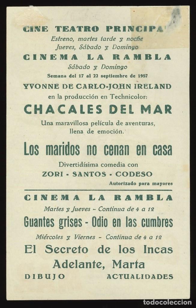 Cine: CHACALES DEL MAR / PROGRAMA DE CINE CON PUBLICIDAD EN TRASERA (AVENTURAS) - Foto 2
