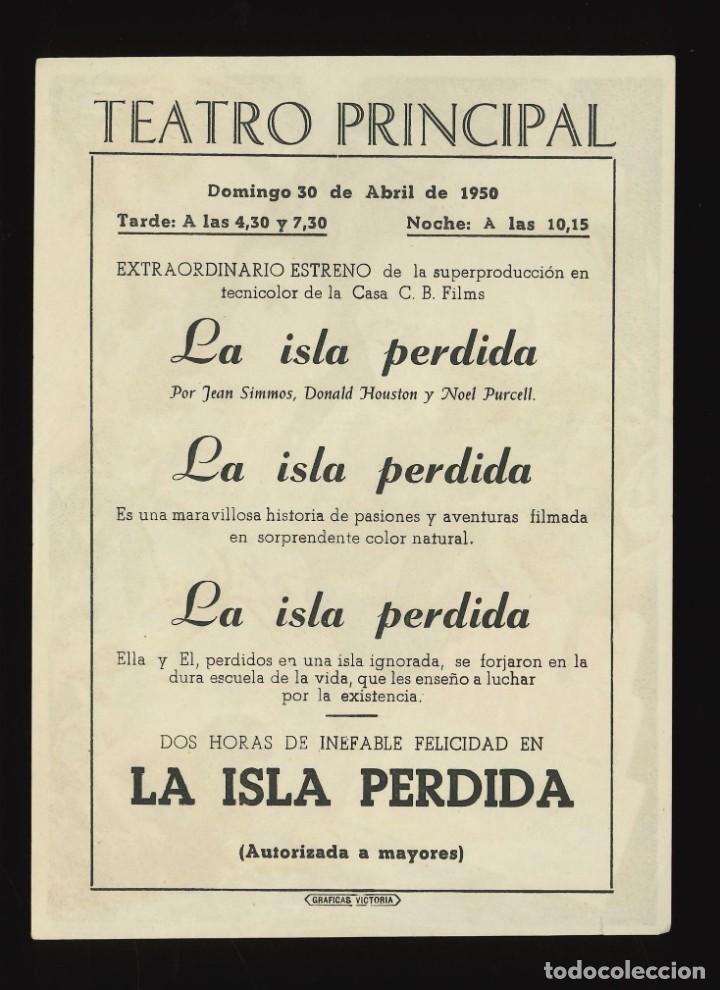Cine: LA ISLA PERDIDA / PROGRAMA DE CINE CON PUBLICIDAD EN TRASERA (AVENTURAS) - Foto 2