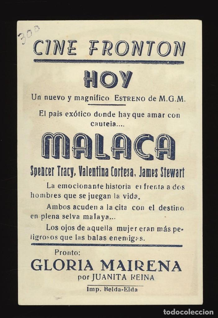 Cine: MALACA / PROGRAMA DE CINE CON PUBLICIDAD EN TRASERA (AVENTURAS) - Foto 2