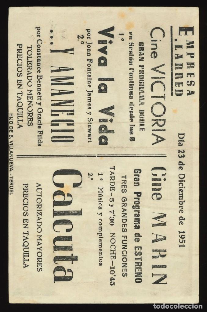 Cine: CALCUTA / PROGRAMA DE CINE CON PUBLICIDAD EN TRASERA (AVENTURAS) - Foto 2