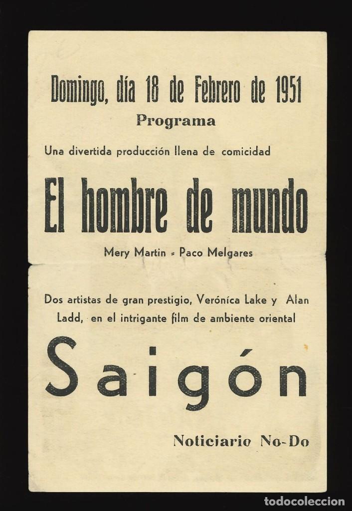 Cine: SAIG&Oacute;N / PROGRAMA DE CINE CON PUBLICIDAD EN TRASERA (AVENTURAS) - Foto 2