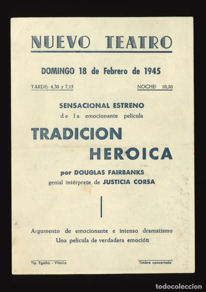 Cine: TRADICI&Oacute;N HER&Oacute;ICA / PROGRAMA DE CINE CON PUBLICIDAD EN TRASERA (AVENTURAS) - Foto 2