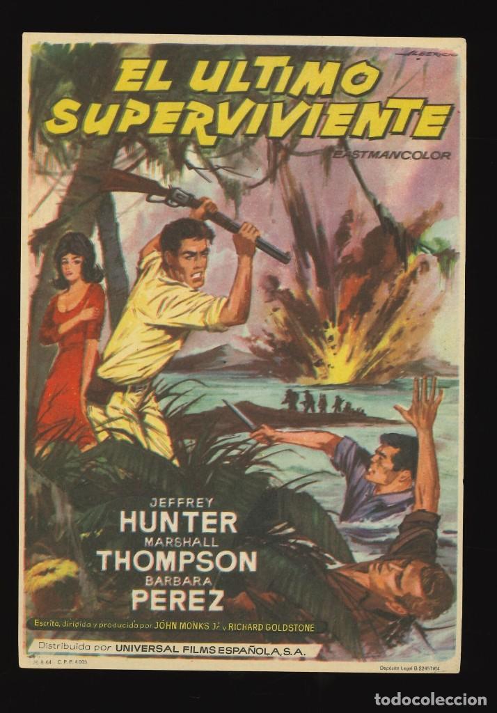 Folhetos de m&atilde;o de filmes antigos de cinema: EL &Uacute;LTIMO SUPERVIVIENTE / PROGRAMA DE CINE SIN PUBLICIDAD EN TRASERA (AVENTURAS)