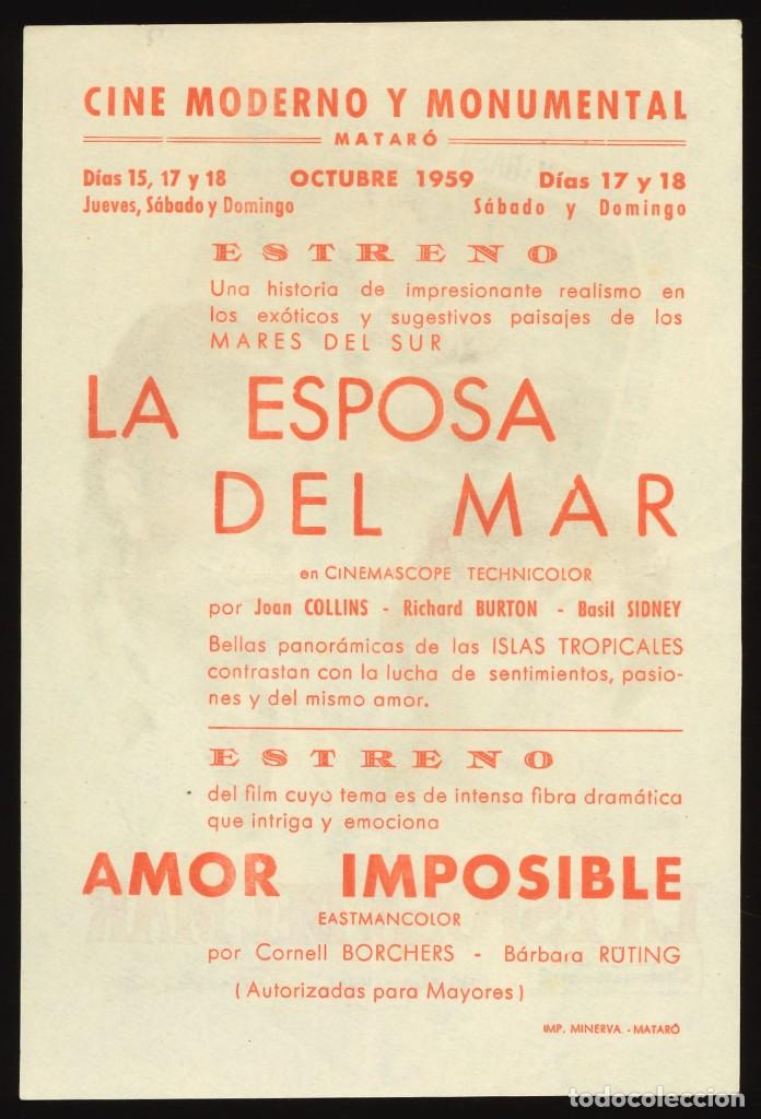Cine: LA ESPOSA DEL MAR / PROGRAMA DE CINE CON PUBLICIDAD EN TRASERA (AVENTURAS) - Foto 2