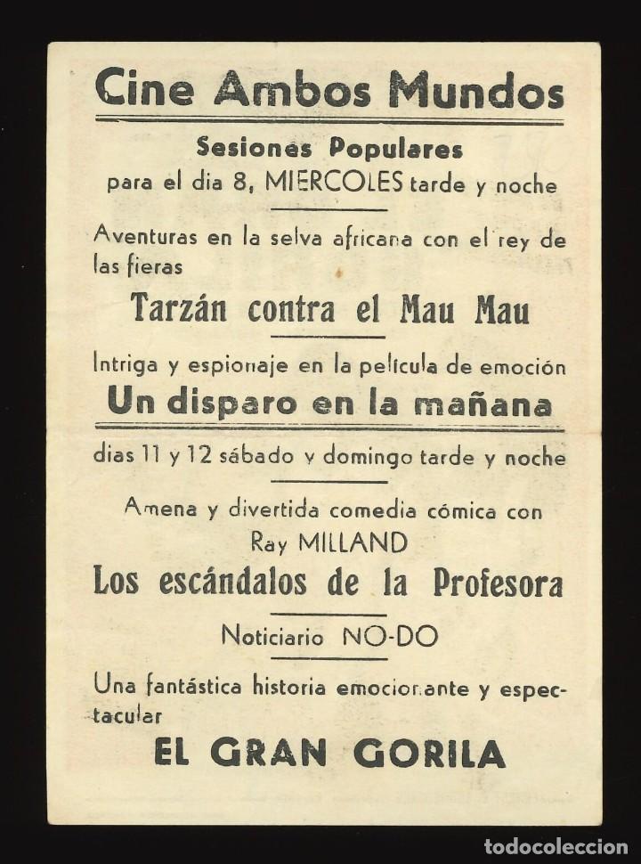 Cine: EL GRAN GORILA / PROGRAMA DE CINE CON PUBLICIDAD EN TRASERA (AVENTURAS) - Foto 2