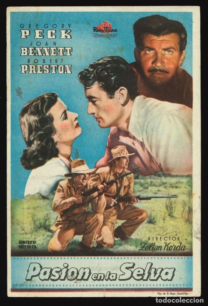 Cine: PASI&Oacute;N EN LA SELVA / PROGRAMA DE CINE CON PUBLICIDAD EN TRASERA (AVENTURAS) - Foto 1