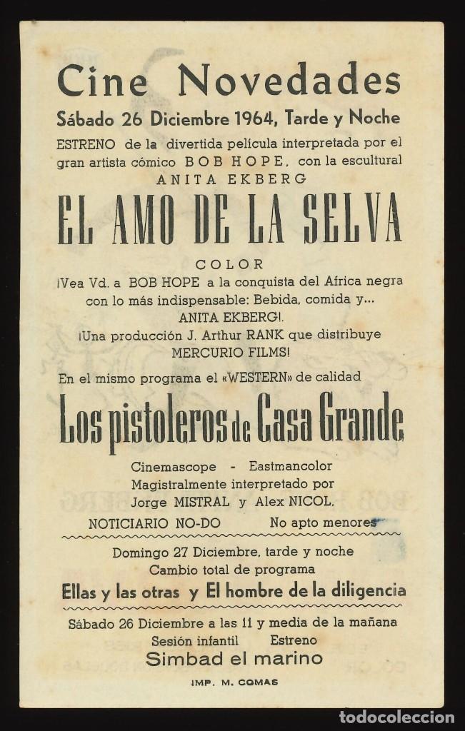 Cine: EL AMO DE LA SELVA / PROGRAMA DE CINE CON PUBLICIDAD EN TRASERA (COMEDIA) - Foto 2