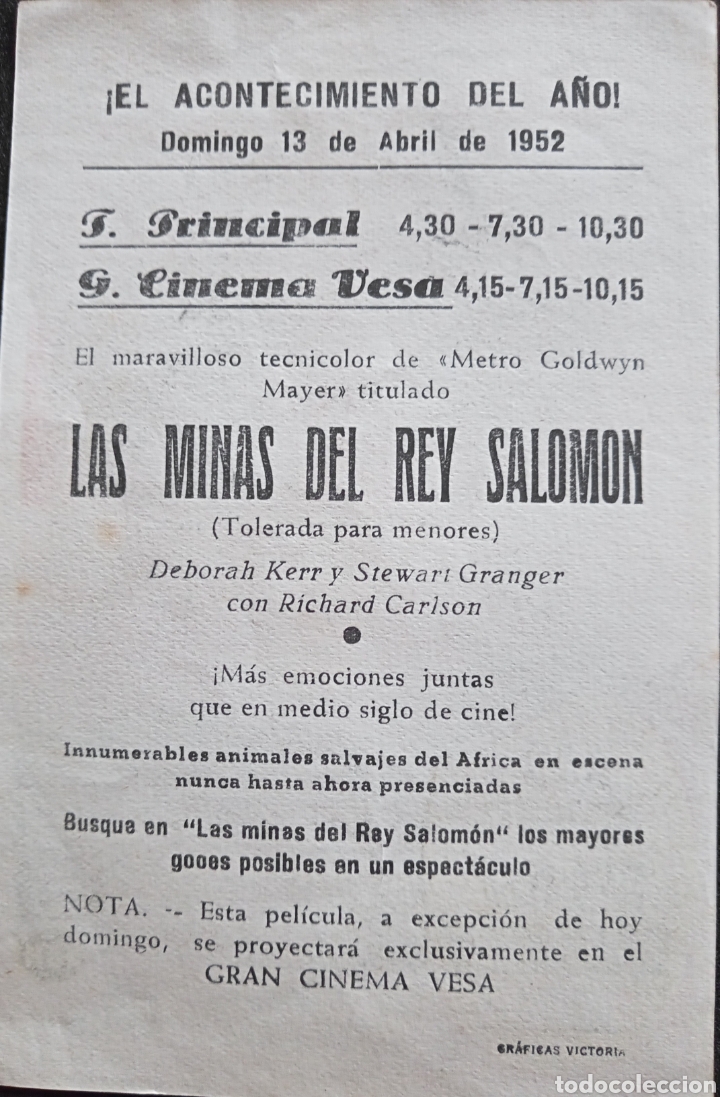 Cine: FOLLETO CINE. LAS MINAS DEL REY - Foto 2