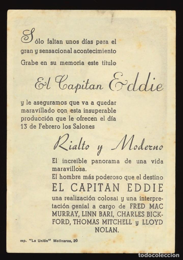 Cine: CAPIT&Aacute;N EDDIE / PROGRAMA DE CINE CON PUBLICIDAD EN TRASERA (AVENTURAS) - Foto 2
