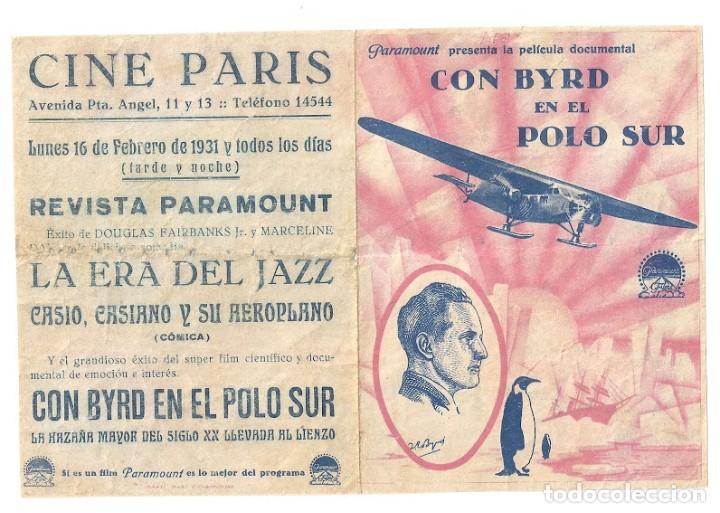 Cine: PTCC 157 CON BYRD EN EL POLO SUR PROGRAMA DOBLE PARAMOUNT RICHARD E. BYRD DOCUMENTAL B - Foto 1