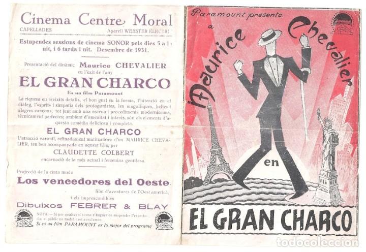 Cine: PTCC 158 EL GRAN CHARCO PROGRAMA DOBLE PARAMOUNT MAURICE CHEVALIER CLAUDETTE COLBERT a - Foto 1