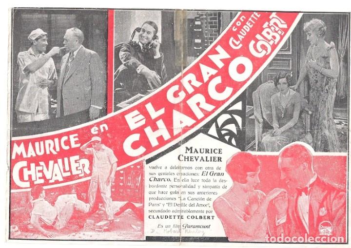 Cine: PTCC 158 EL GRAN CHARCO PROGRAMA DOBLE PARAMOUNT MAURICE CHEVALIER CLAUDETTE COLBERT a - Foto 2