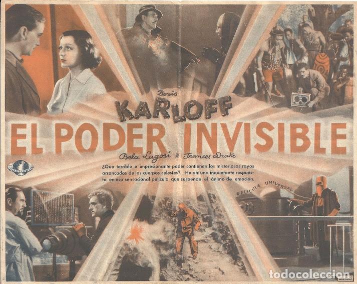 Cine: PTCC 161 EL PODER INVISIBLE PROGRAMA DOBLE ORIGINAL BORIS KARLOFF BELA LUGOSI FRANCES DRAKE - Foto 2