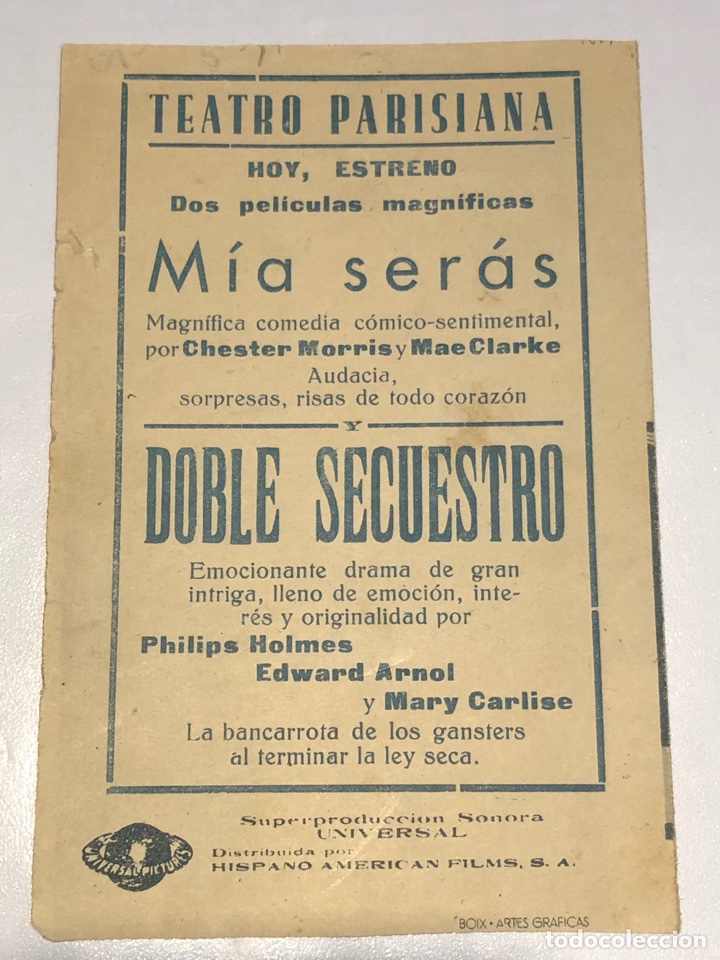 Cine: PTCC 513 MIA SERAS PROGRAMA DOBLE UNIVERSAL CHESTER MORRIS MAE CLARKE - Foto 2