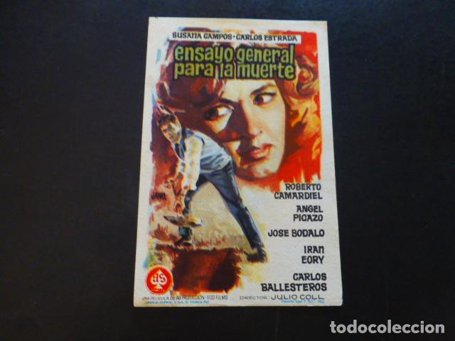 Cine: ENSAYO GENERAL PARA LA MUERTE PROGRAMA DE MANO SIN PUBLICIDAD - Foto 1
