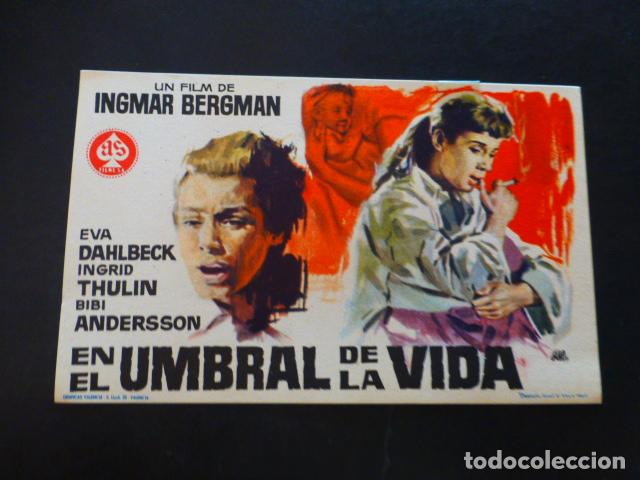 Cine: EN EL UMBRAL DE LA VIDA PROGRAMA DE MANO SIN PUBLICIDAD - Foto 1