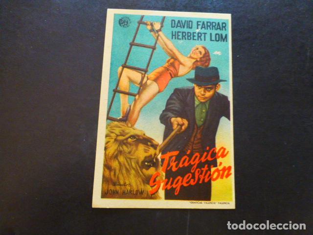 Cine: TRAGICA SUGESTION PROGRAMA DE MANO SIN PUBLICIDAD - Foto 1