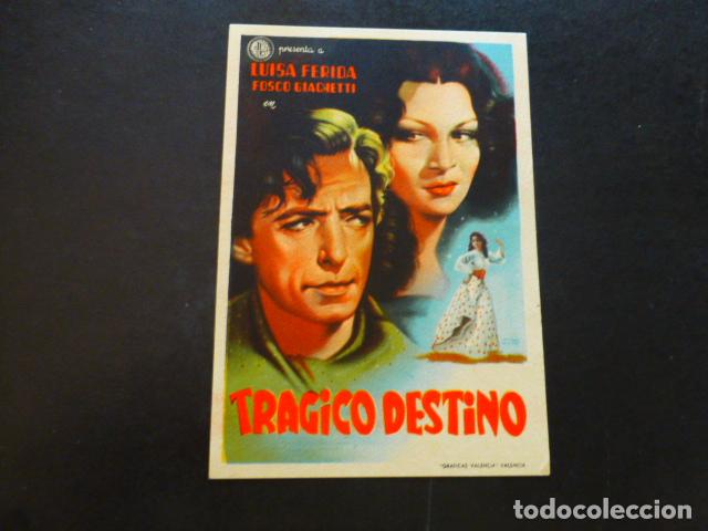 Cine: TRAGICO DESTINO PROGRAMA DE MANO SIN PUBLICIDAD - Foto 1