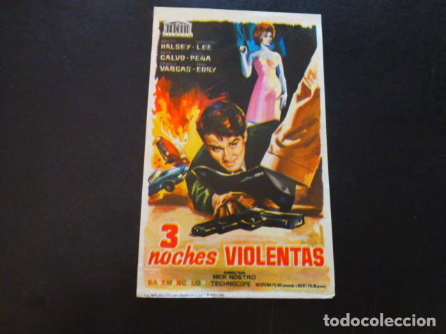 Cine: 3 NOCHES VIOLENTAS PROGRAMA DE MANO SIN PUBLICIDAD - Foto 1