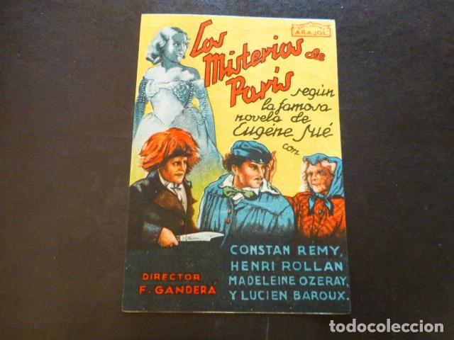 Cine: LOS MISTERIOS DE PARIS PROGRAMA DE MANO SIN PUBLICIDAD - Foto 1