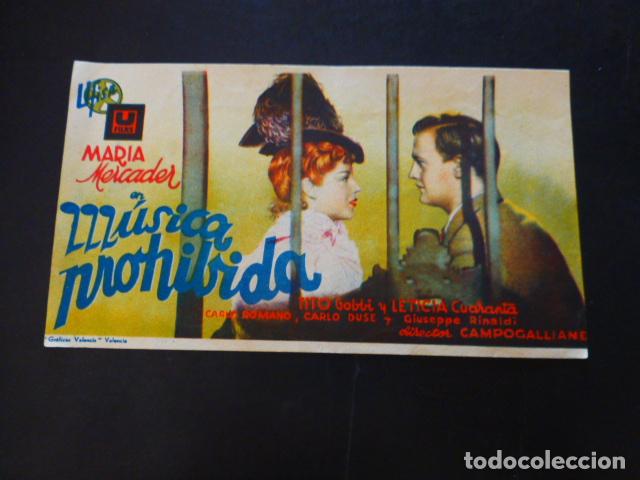 Cine: MUSICA PROHIBIDA PROGRAMA DE MANO SIN PUBLICIDAD - Foto 1