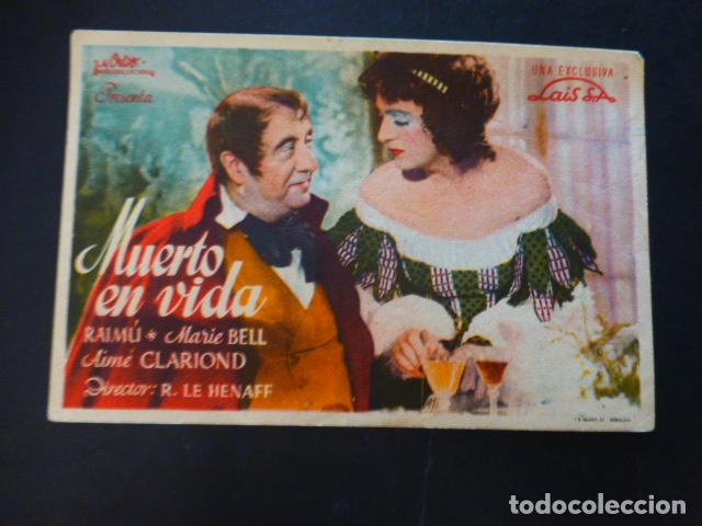 Cine: MUERTO EN VIDA PROGRAMA DE MANO SIN PUBLICIDAD - Foto 1