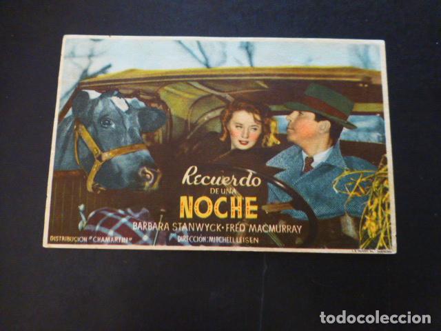 Cine: RECUERDO DE UNA NOCHE PROGRAMA DE MANO SIN PUBLICIDAD - Foto 1