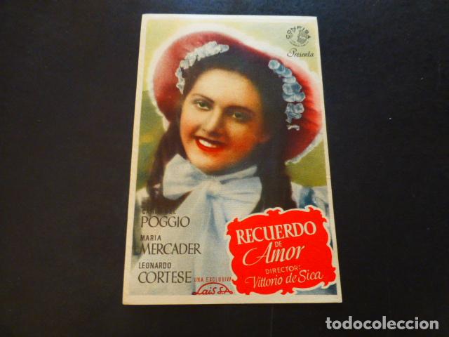 Cine: RECUERDO DE AMOR PROGRAMA DE MANO SIN PUBLICIDAD - Foto 1