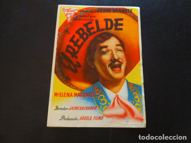 Cine: EL REBELDE JORGE NEGRETE PROGRAMA DE MANO SIN PUBLICIDA - Foto 1