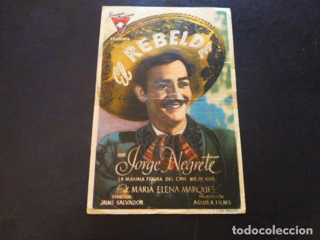 Cine: EL REBELDE JORGE NEGRETE PROGRAMA DE MANO SIN PUBLICIDA - Foto 1