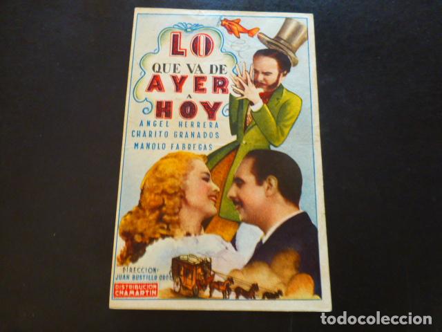 Cine: LO QUE VA DE AYER A HOY PROGRAMA DE MANO SIN PUBLICIDA - Foto 1