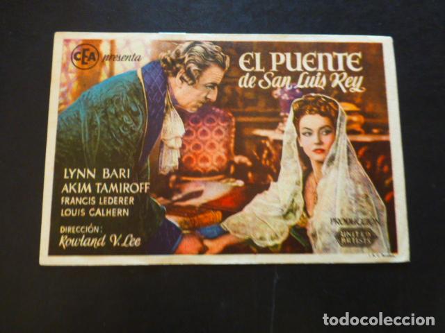 Cine: EL PUENTE DE SAN LUIS REY PROGRAMA DE MANO SIN PUBLICIDA - Foto 1