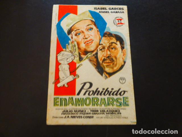 Cine: PROHIBIDO ENAMORARSE PROGRAMA DE MANO SIN PUBLICIDA - Foto 1