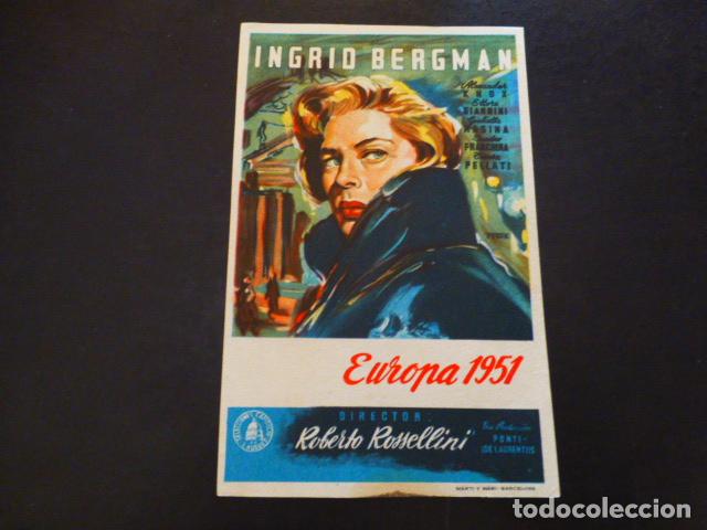 Cine: EUROPA 1951 PROGRAMA DE MANO SIN PUBLICIDAD - Foto 1