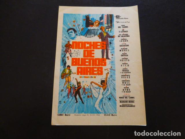 Cine: NOCHES DE BUENOS AIRES PROGRAMA DE MANO SIN PUBLICIDAD - Foto 1