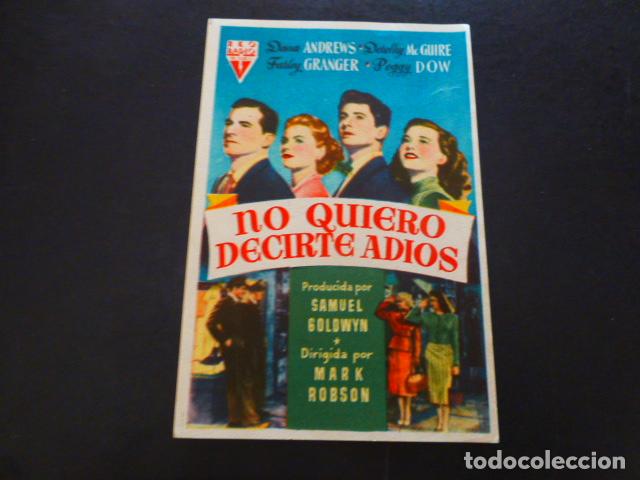 Cine: NO QUIERO DECIRTE ADIOS PROGRAMA DE MANO SIN PUBLICIDAD - Foto 1