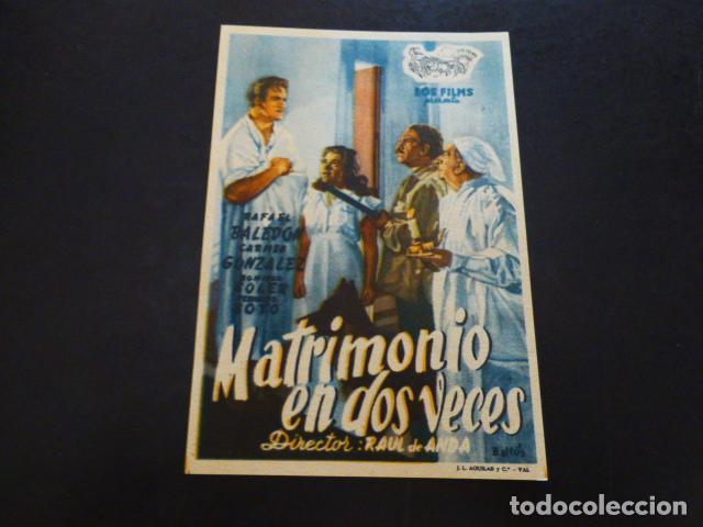 Cine: MATRIMONIO EN DOS VECES PROGRAMA DE MANO SIN PUBLICIDAD - Foto 1