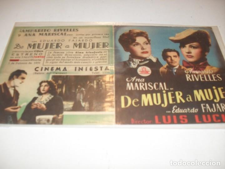 Cine: programa de mano DOBLE,con texto publicitario.titulo:DE MUJER A MUJER(ANA MARISCAL) - Foto 1
