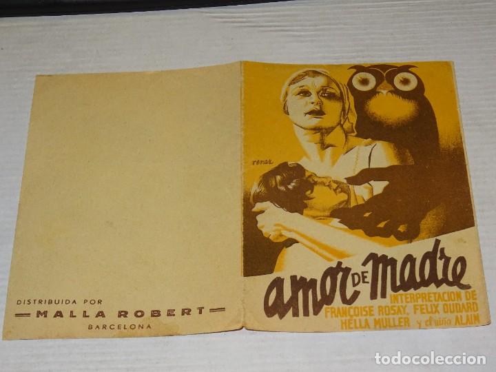 Cine: (M) PROGRAMA DE CINE - AMOR DE MADRE - DESPLEGABLE, BUEN ESTADO - Foto 1