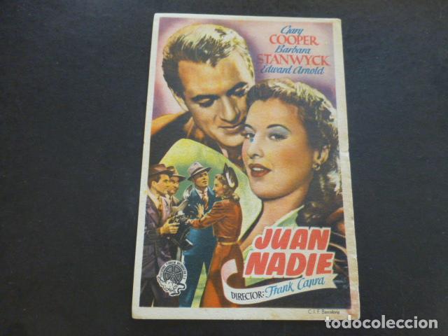 Cine: JUAN NADIE PROGRAMA DE MANO SIN PUBLICIDAD - Foto 1