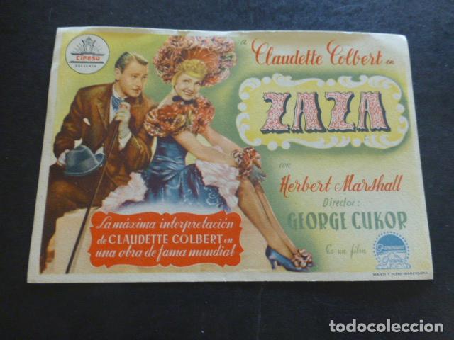 Cine: ZAZA PROGRAMA DE MANO SIN PUBLICIDAD - Foto 1