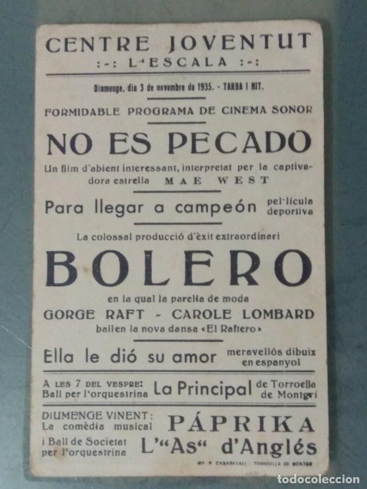 Cine: PROGRAMA TARJETA DE CINE &rdquo;BOLERO&rdquo;. PARAMOUNT. - Foto 2